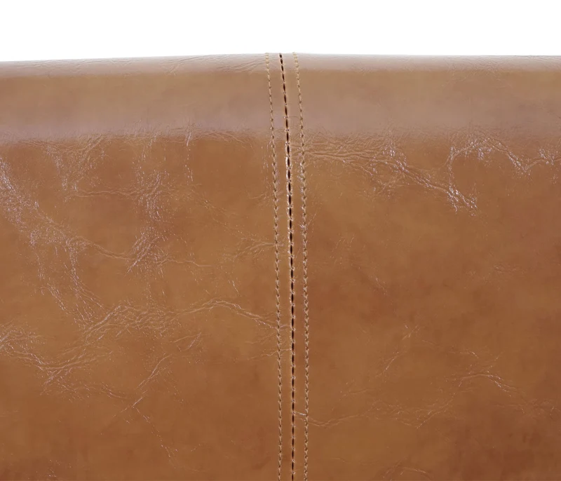 Chaise de salle à manger bureau visiteur sans roulette design rétro en synthétique marron pied en bois foncé 04_0002145