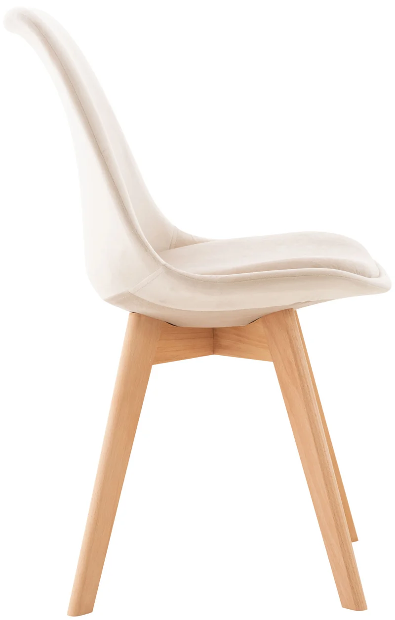 Lot de 4 chaises de salle à manger design scandinave en tissu velours beige pieds bois clair CDS10379