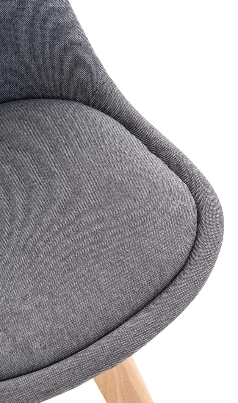 Lot de 4 chaises de salle à manger cuisine bureau style scandinave en tissu gris pieds en bois 10_0000365