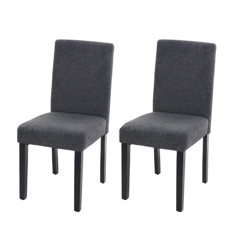Lot de 2 chaises de salle à manger en tissu gris foncé pieds foncés CDS04463