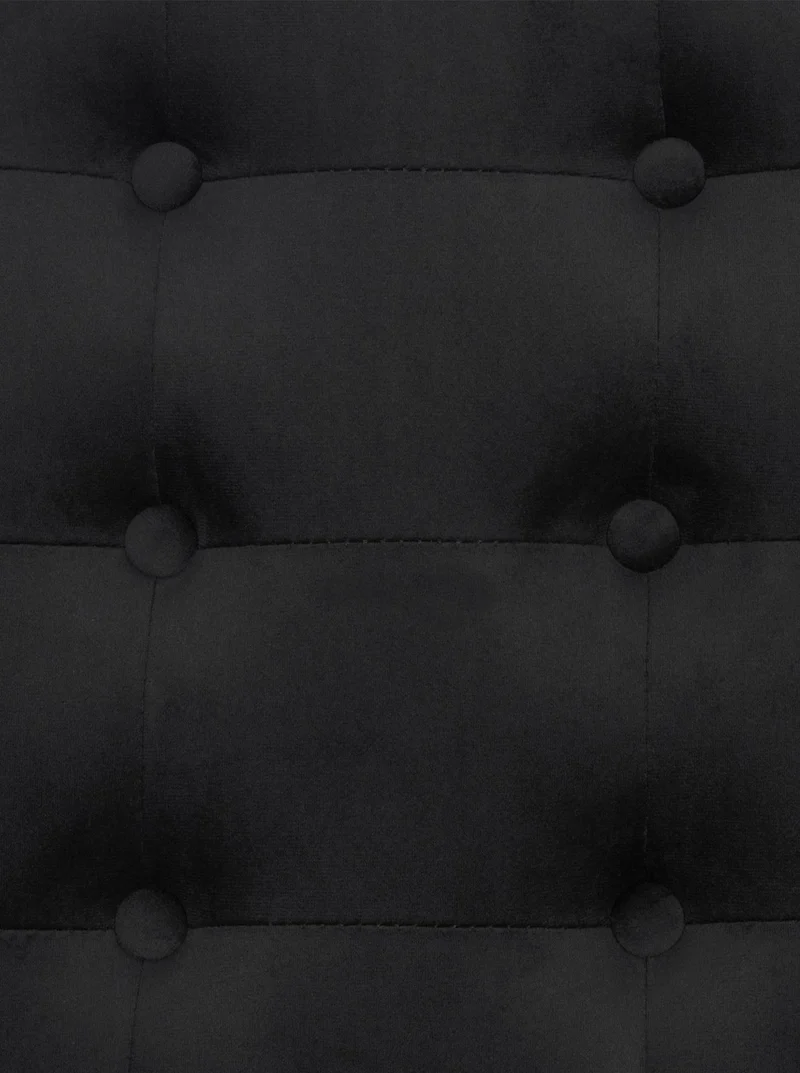 Fauteuil lounge en velours noir et cadre métallique capitonné design minimaliste FAL10545
