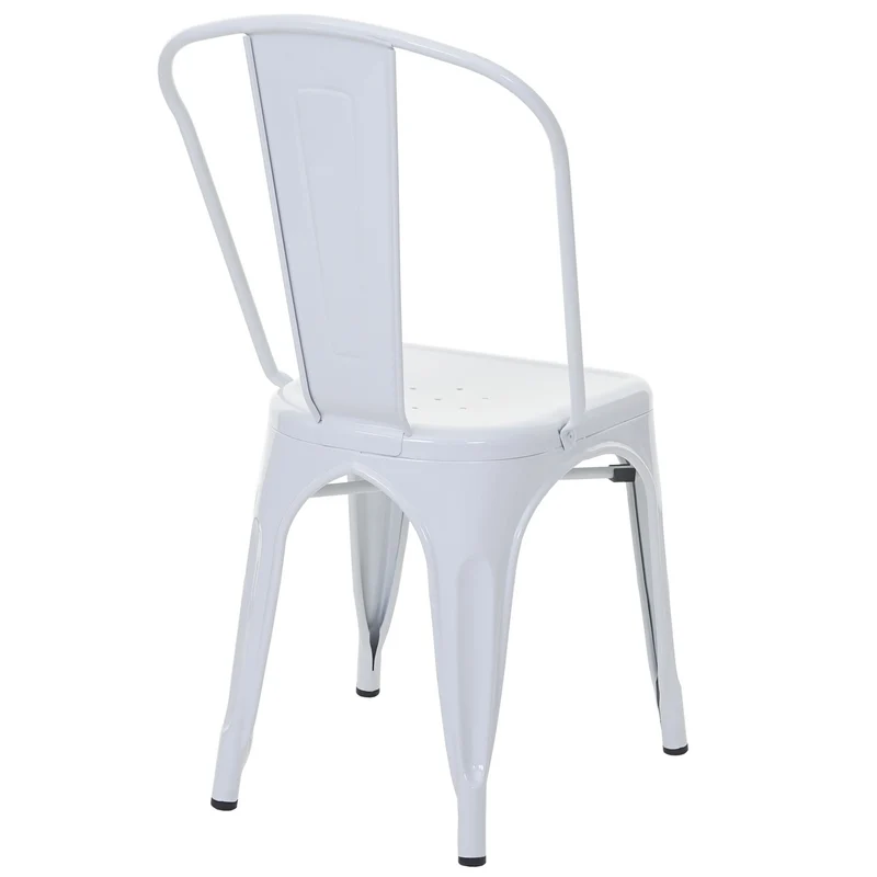4x chaises de salle à manger cuisine bistro design industriel en métal blanc empilable 04_0000546