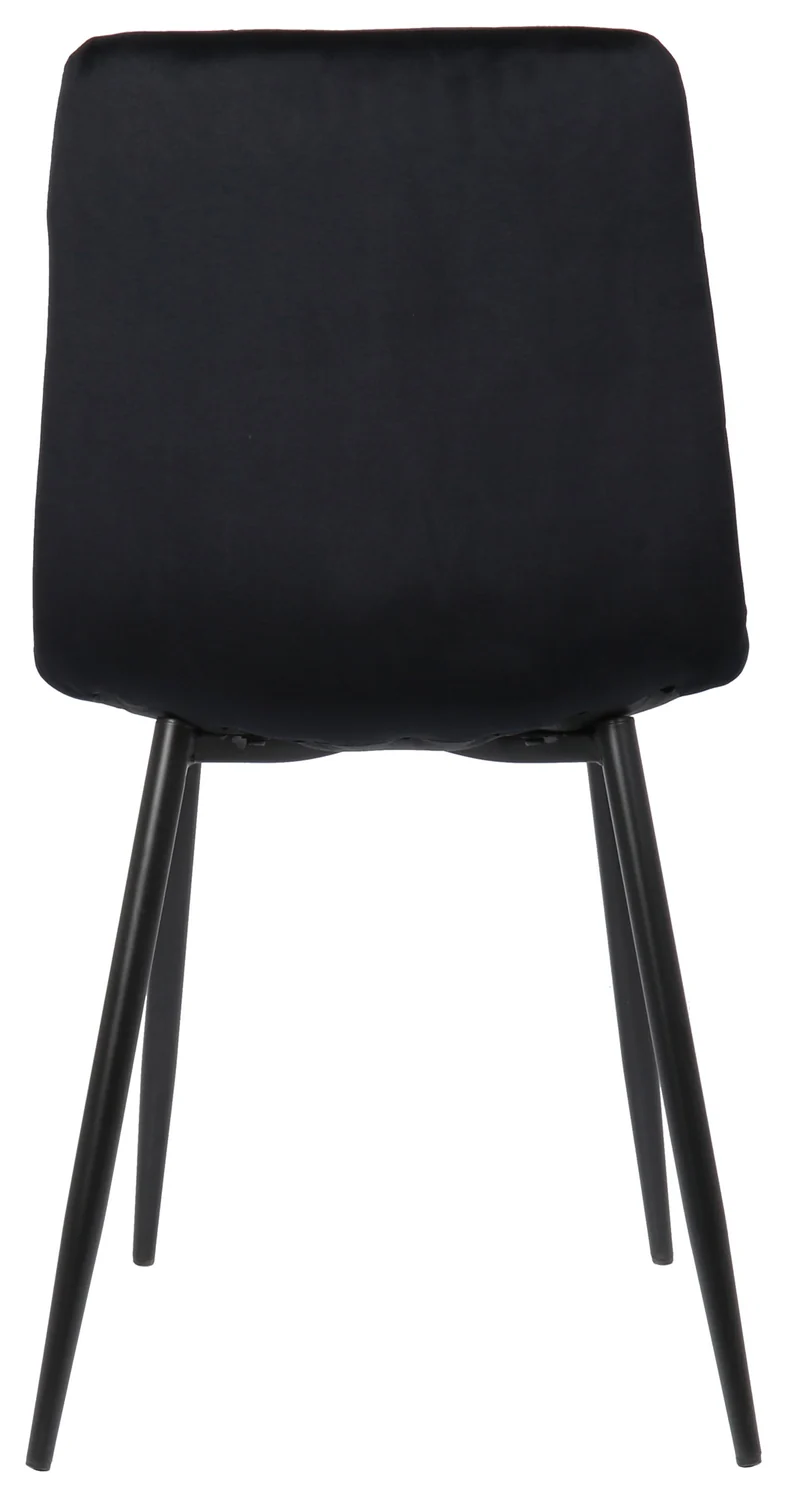 Lot de 2 chaises de salle à manger en velours noir pieds métal noir mat style moderne CDS10099