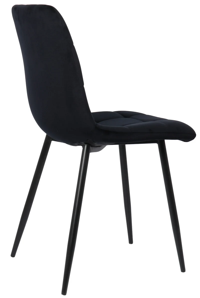 Lot de 2 chaises de salle à manger en velours noir pieds métal noir mat style moderne CDS10099