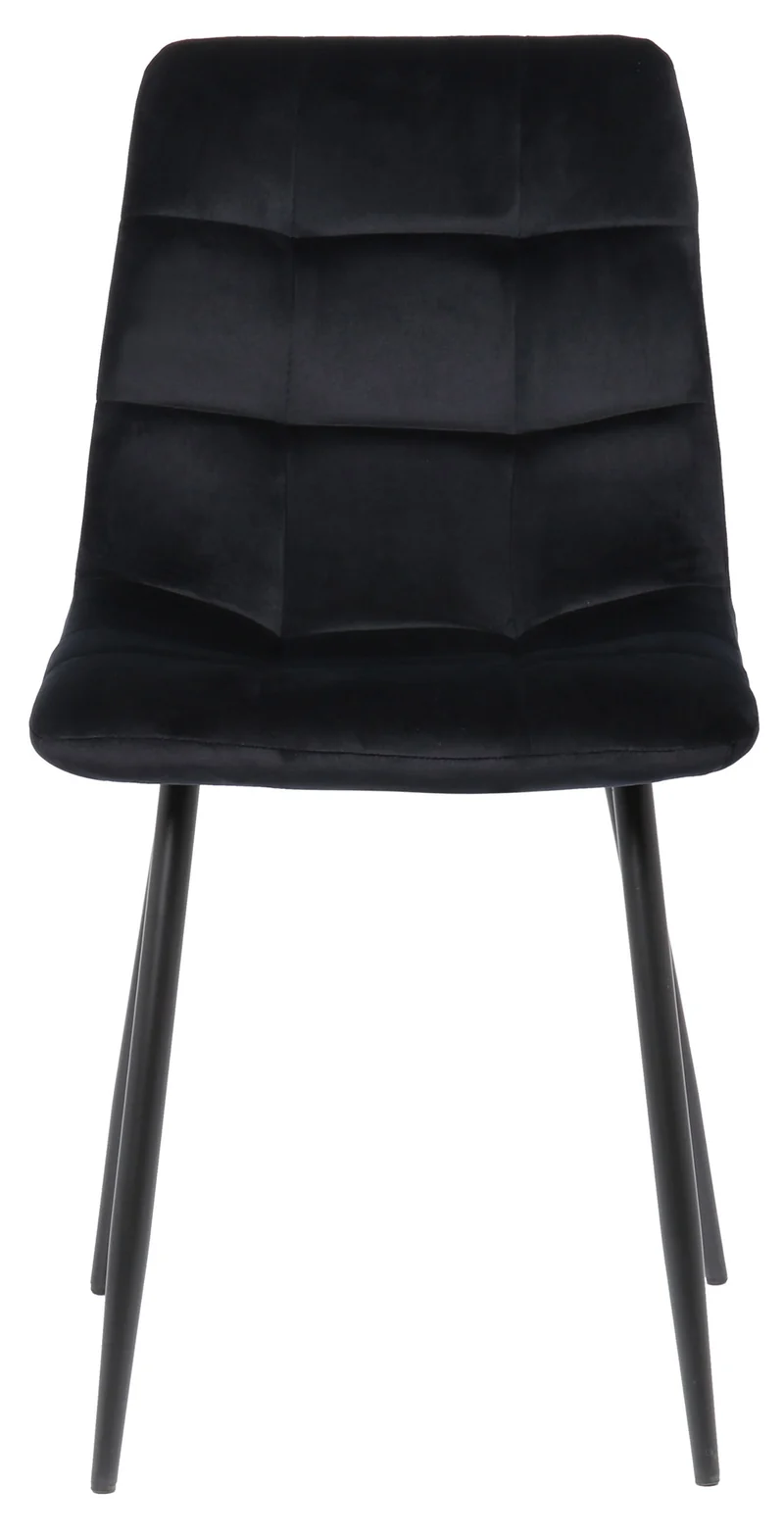 Lot de 2 chaises de salle à manger en velours noir pieds métal noir mat style moderne CDS10099
