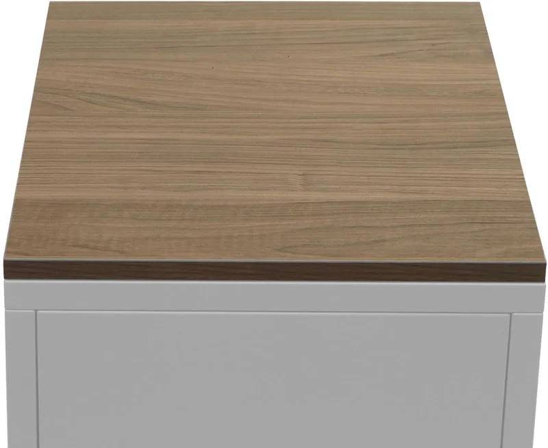 Petit meuble de rangement table de chevet 2 niveaux tôle d'acier laminée blanc plateau MDF 63x40x40 cm MED04081