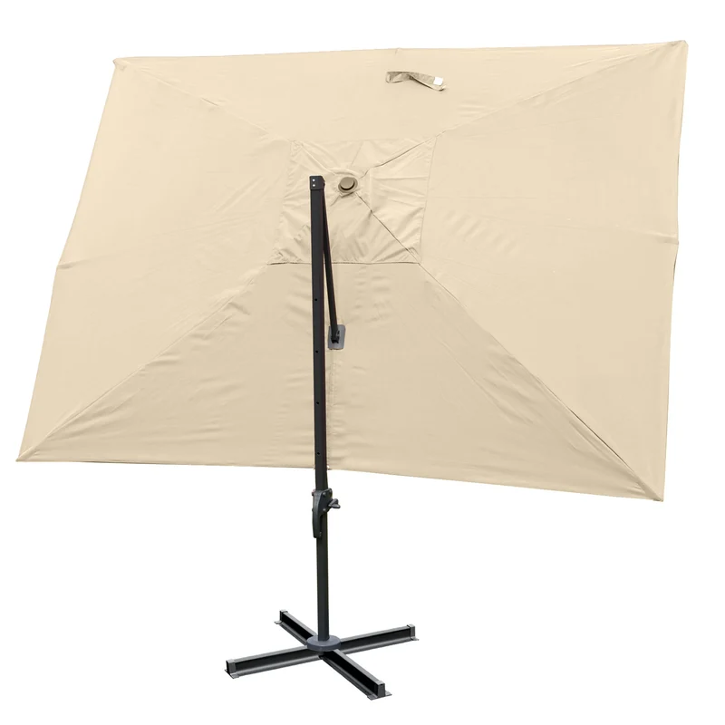 Parasol professionnel restaurant pour jardin terrasse 3x4m (Ø5m) polyester/aluminium 26kg crème sans pied 04_0003336