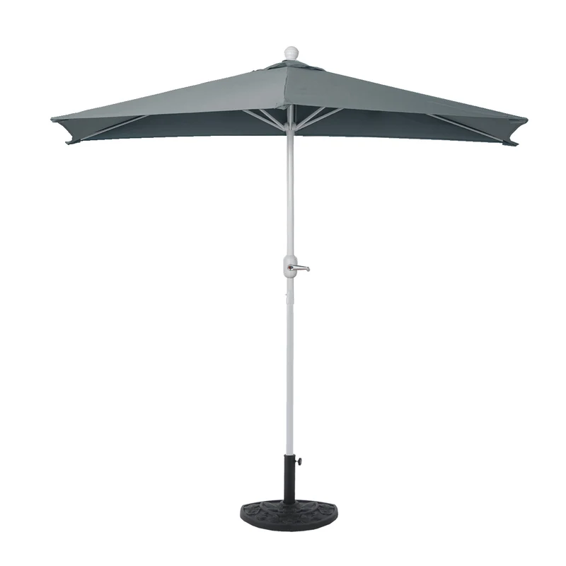 Demi parasol semi-circulaire balcon terrasse UV 50+ polyester/aluminium 3kg avec une portée de 300 cm anthracite avec support 04_0003837