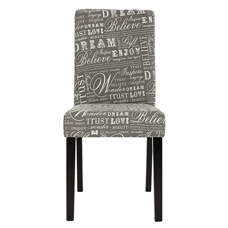 Lot de 4 chaises de salle à manger en tissu imprimé gris pieds foncés CDS04120