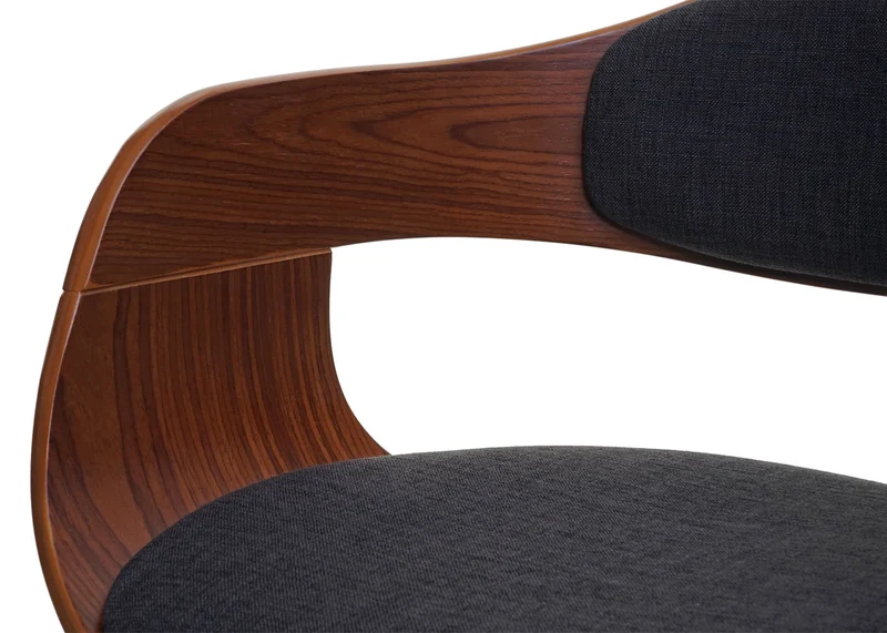 Chaise de salle à manger cuisine bureau réglable en hauteur bois courbé aspect noyer, tissu gris foncé 04_0001865