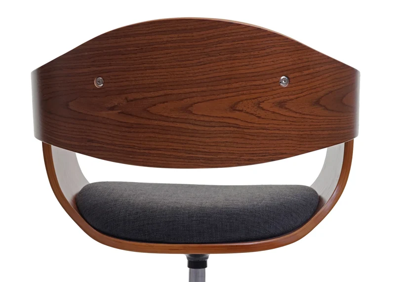 Chaise de salle à manger cuisine bureau réglable en hauteur bois courbé aspect noyer, tissu gris foncé 04_0001865