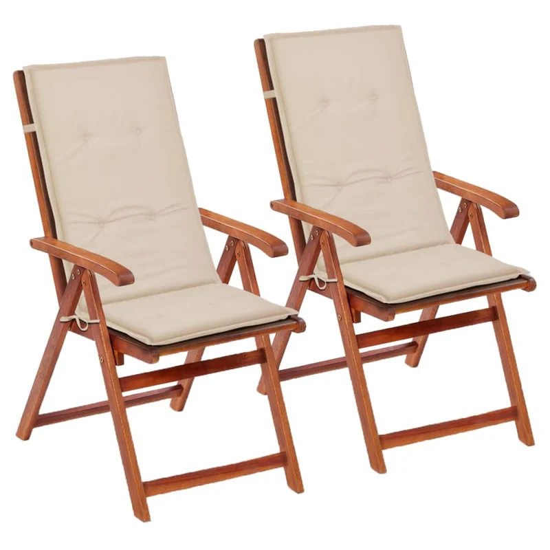 Lot de 2 coussins de chaise de jardin en tissu crème 120x50x3 cm DEC021546