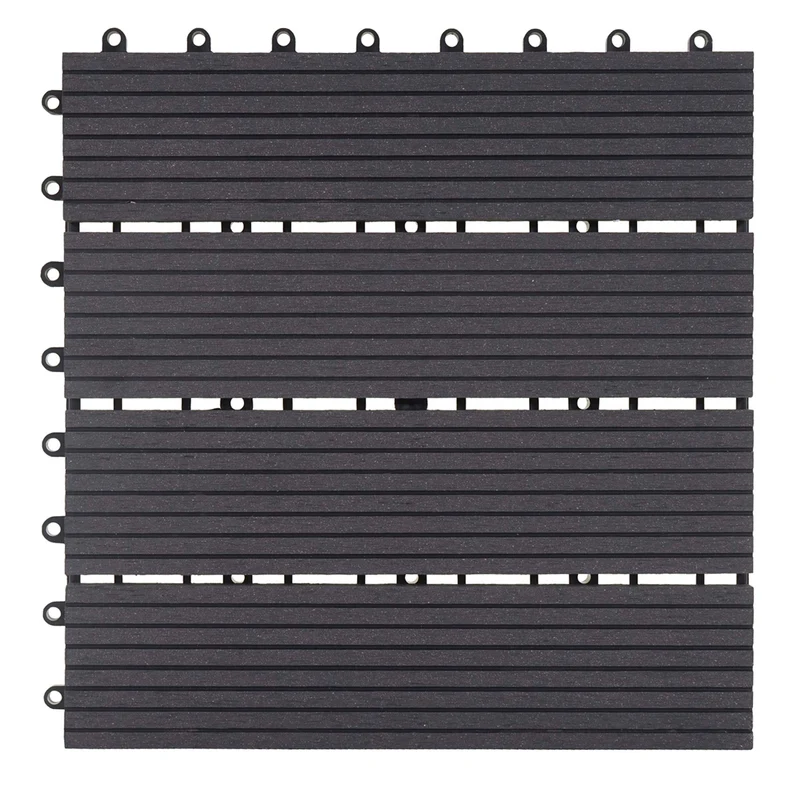 Set de 11 dalles de terrasse aspect bois WPC pour balcon jardin terrasse 30x30cm 1m² base Anthracite linéaire 04_0005494