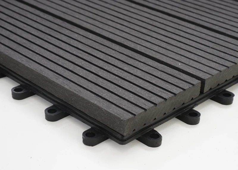 Set de 11 dalles de terrasse aspect bois WPC pour balcon jardin terrasse 30x30cm 1m² base Anthracite linéaire 04_0005494
