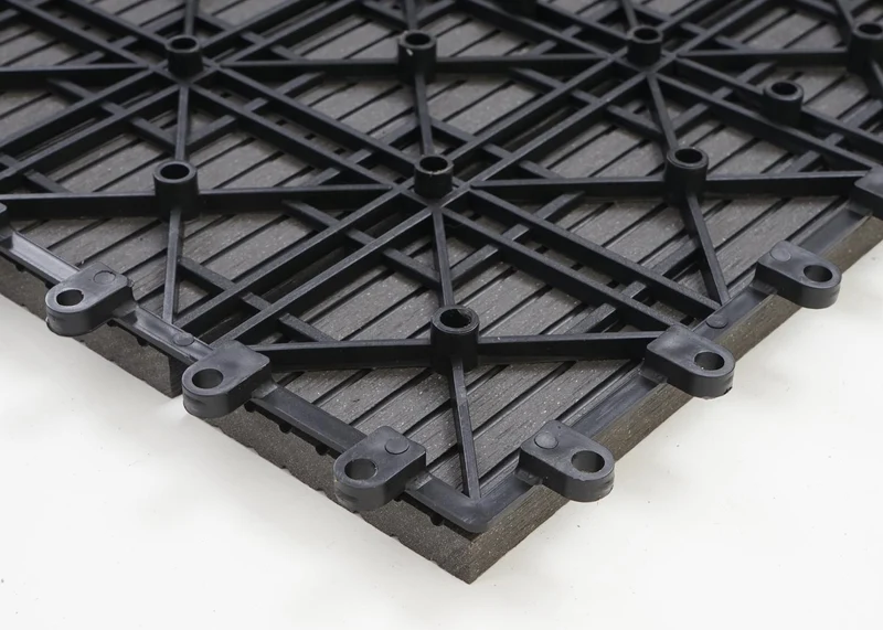 Set de 11 dalles de terrasse aspect bois WPC pour balcon jardin terrasse 30x30cm 1m² base Anthracite linéaire 04_0005494