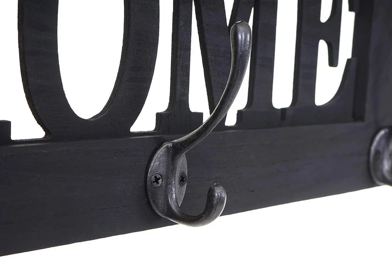 Porte-manteau mural patère en bois gris foncé vintage home avec 3 crochets 21 x 55 cm MED04066