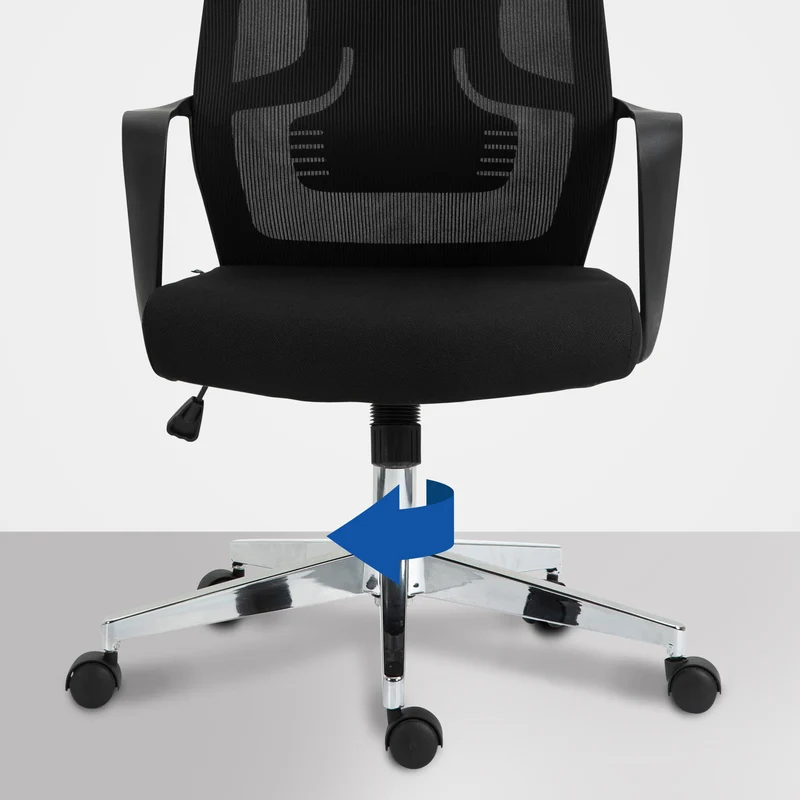 Fauteuil de bureau ergonomique en maille noir hauteur réglable et siège pivotant repose-tête ajustable BUR10692