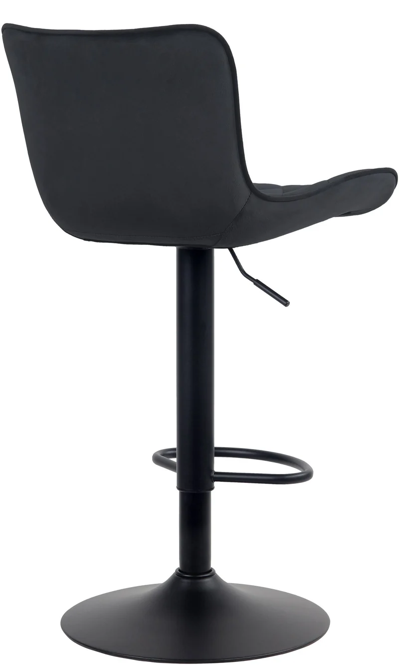 Lot de 2 tabourets de bar en tissu velours noir pieds en métal noir hauteur réglable pivotant TDB10727