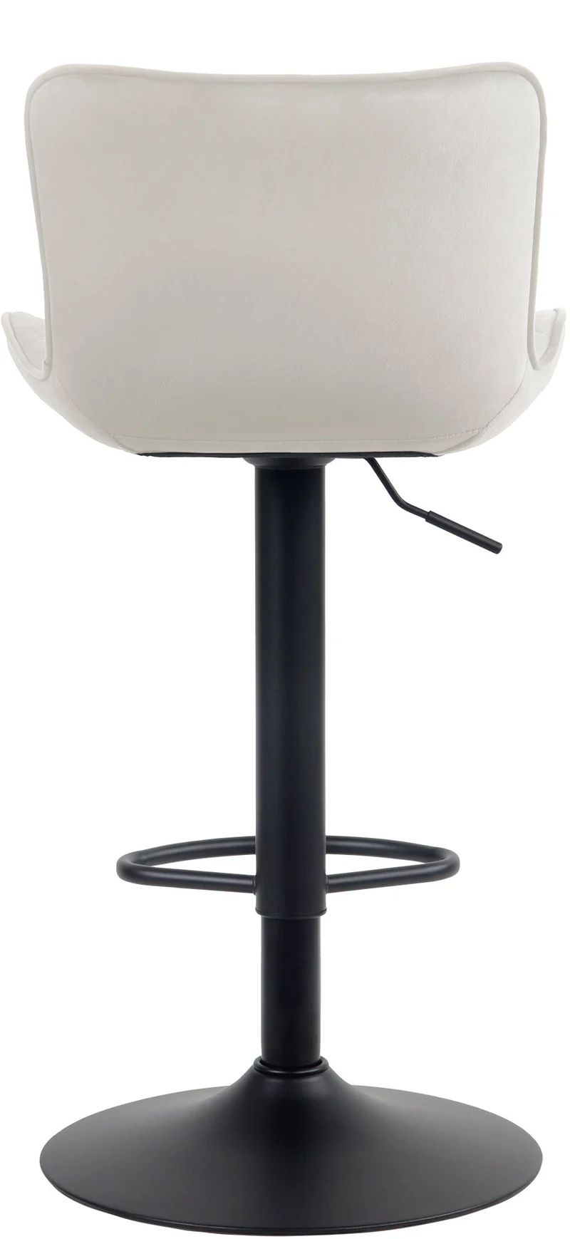 Lot de 2 tabourets de bar en tissu velours crème pieds en métal noir hauteur réglable pivotant TDB10726