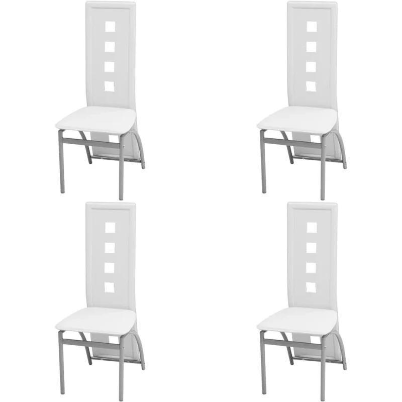 Lot de 4 chaises de salle à manger cuisine intemporelles en synthétique blanc CDS021250