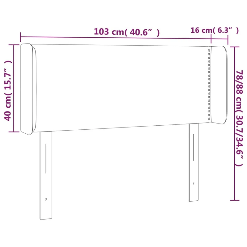 Tête de lit accessoire couchage chambre à coucher meuble à LED 103 x 16 x 78/88 cm tissu velours gris clair TDL0201417