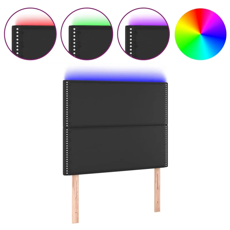 Tête de lit accessoire couchage chambre à coucher meuble à LED 100 x 5 x 118/128 cm synthétique noir TDL0200768