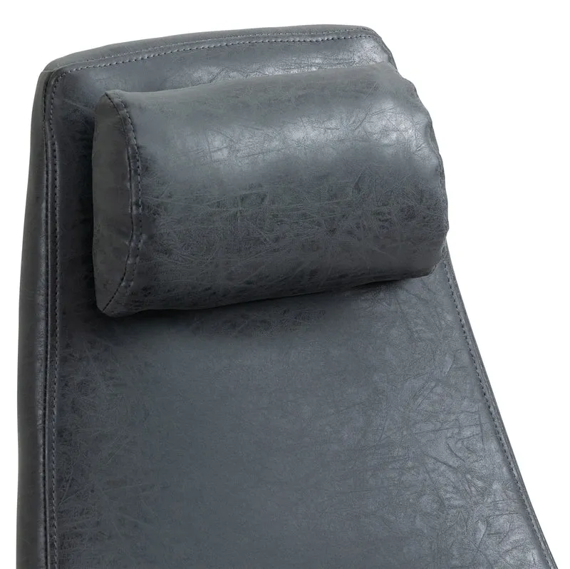 Fauteuil de bureau industriel vintage sur roulettes en synthétique noir vieilli pivotant et réglable BUR10688