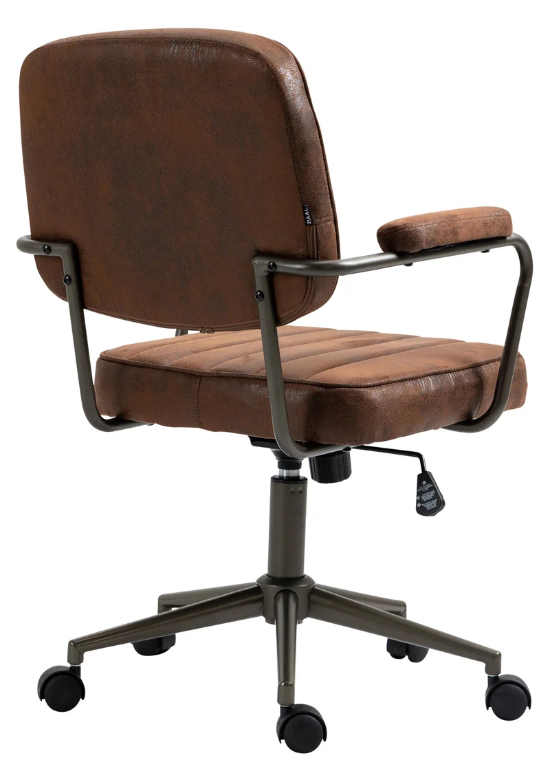 Fauteuil de bureau industriel vintage sur roulettes en synthétique marron vieilli hauteur réglable BUR10685