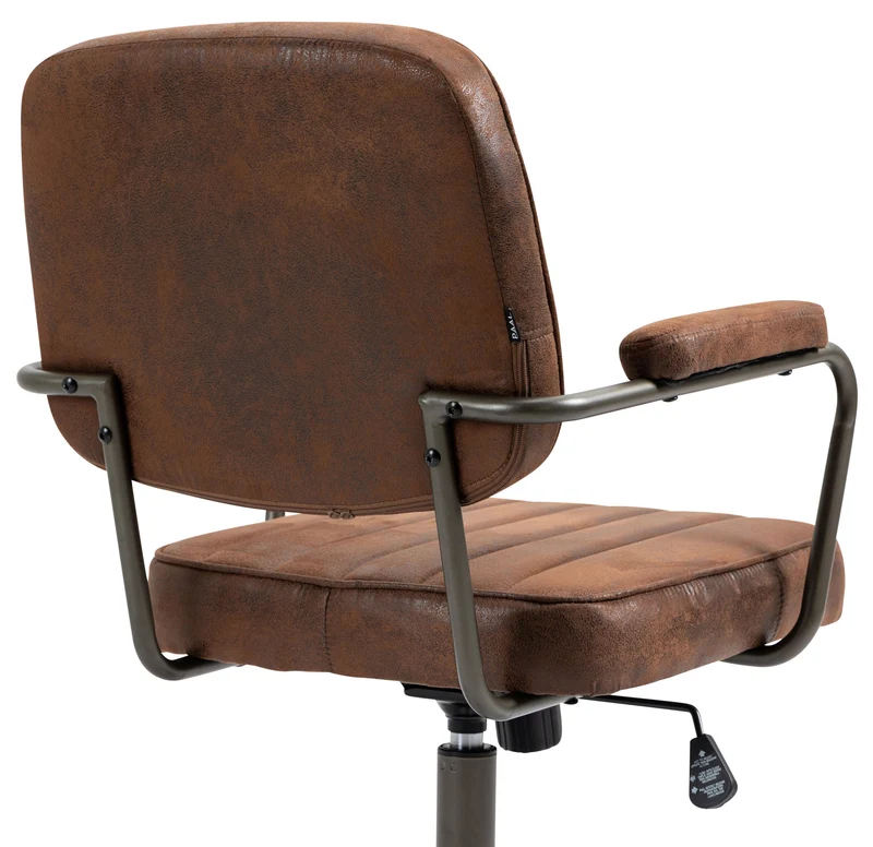 Fauteuil de bureau industriel vintage sur roulettes en synthétique marron vieilli hauteur réglable BUR10685