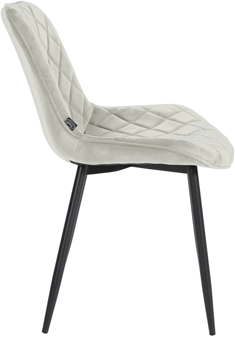 Lot de 4 chaises de salle à manger en tissu velours confortable crème pieds métal noir couture losange CDS10425