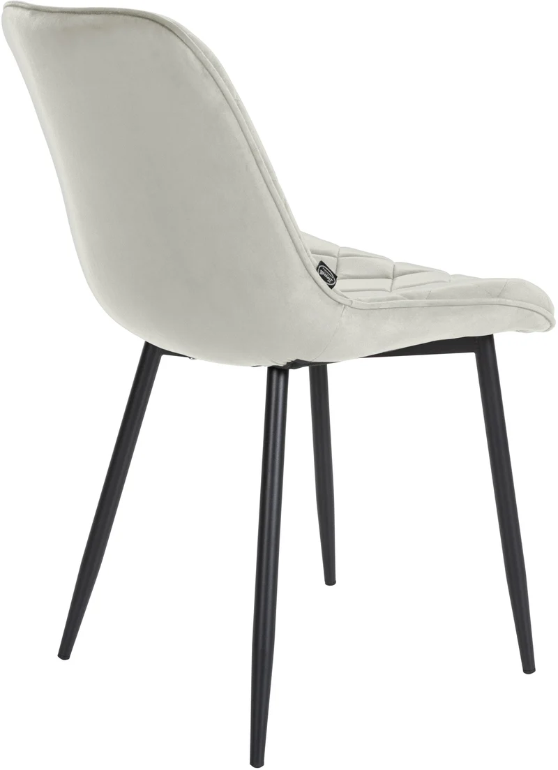 Lot de 4 chaises de salle à manger en tissu velours confortable crème pieds métal noir couture losange CDS10425