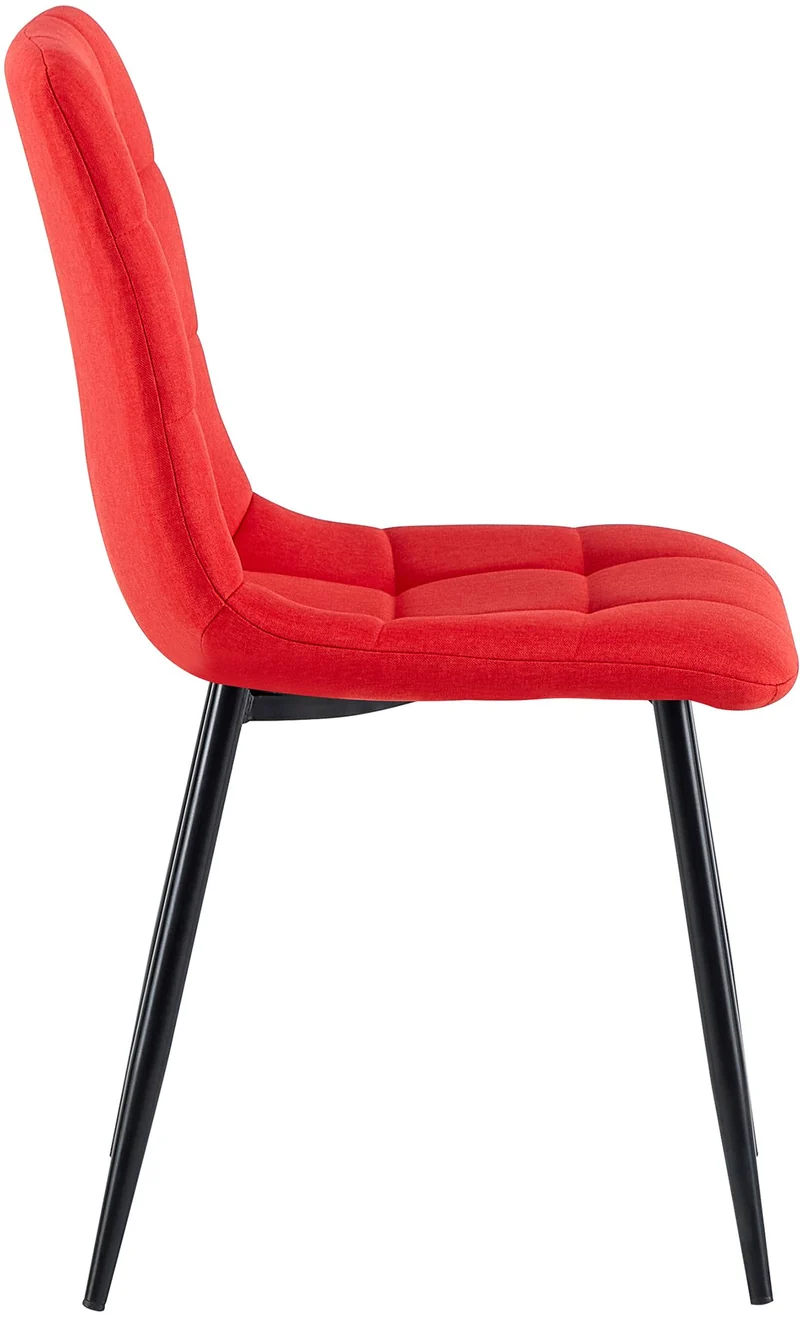 Lot de 4 chaises de salle à manger en tissu rouge pieds métal noir design moderne et confortable CDS10415
