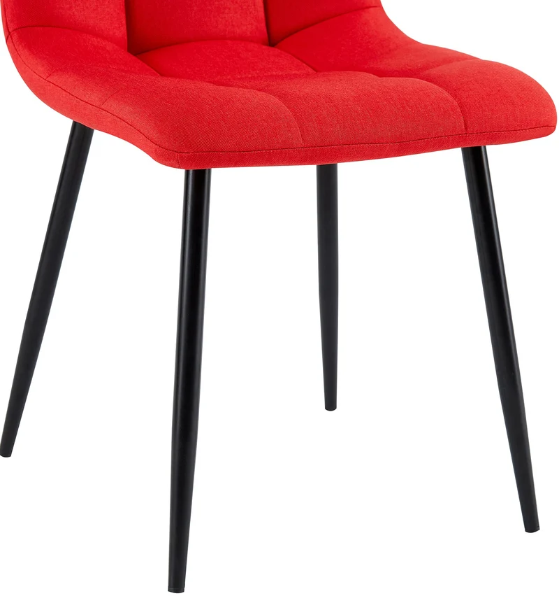 Lot de 4 chaises de salle à manger en tissu rouge pieds métal noir design moderne et confortable CDS10415