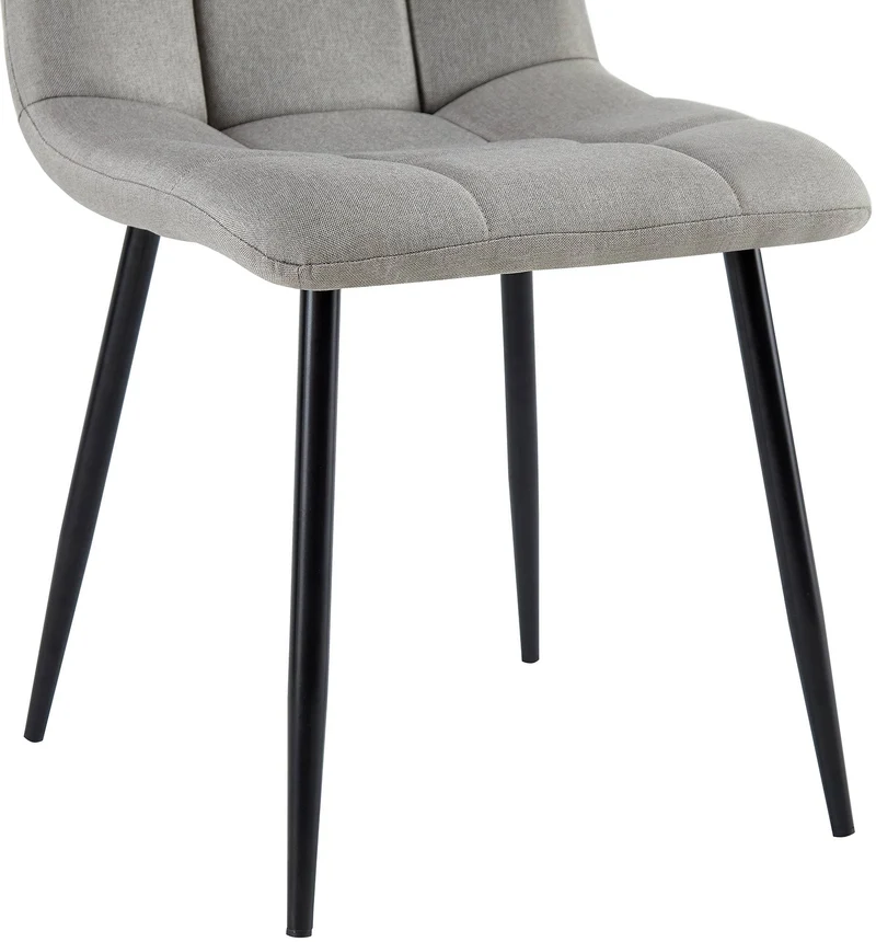 Lot de 4 chaises de salle à manger en tissu gris pieds métal noir design moderne et confortable CDS10413