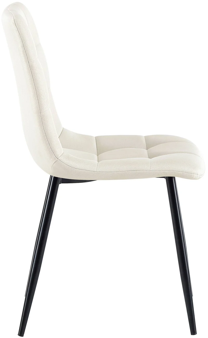 Lot de 4 chaises de salle à manger en tissu crème pieds métal noir design moderne et confortable CDS10411