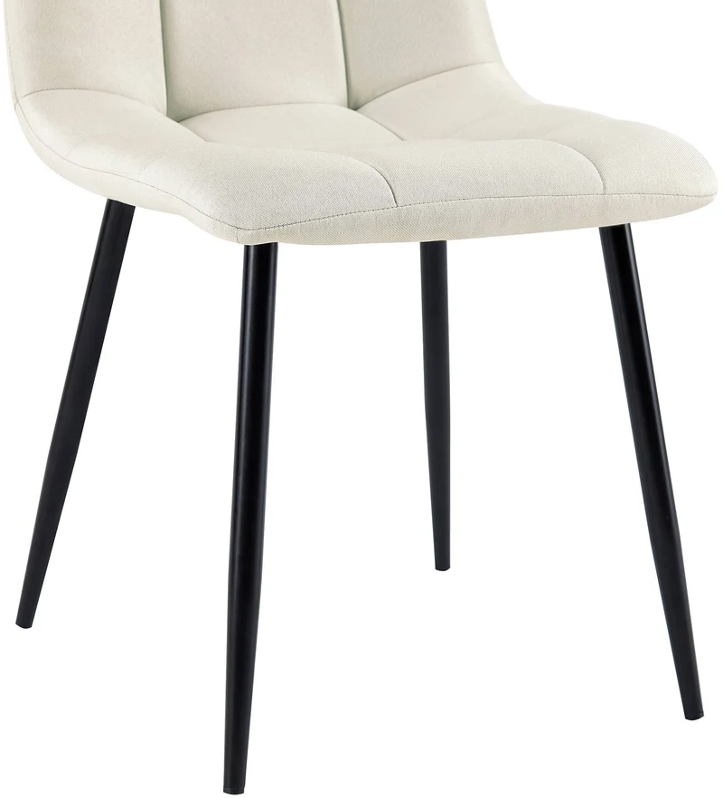 Lot de 4 chaises de salle à manger en tissu crème pieds métal noir design moderne et confortable CDS10411