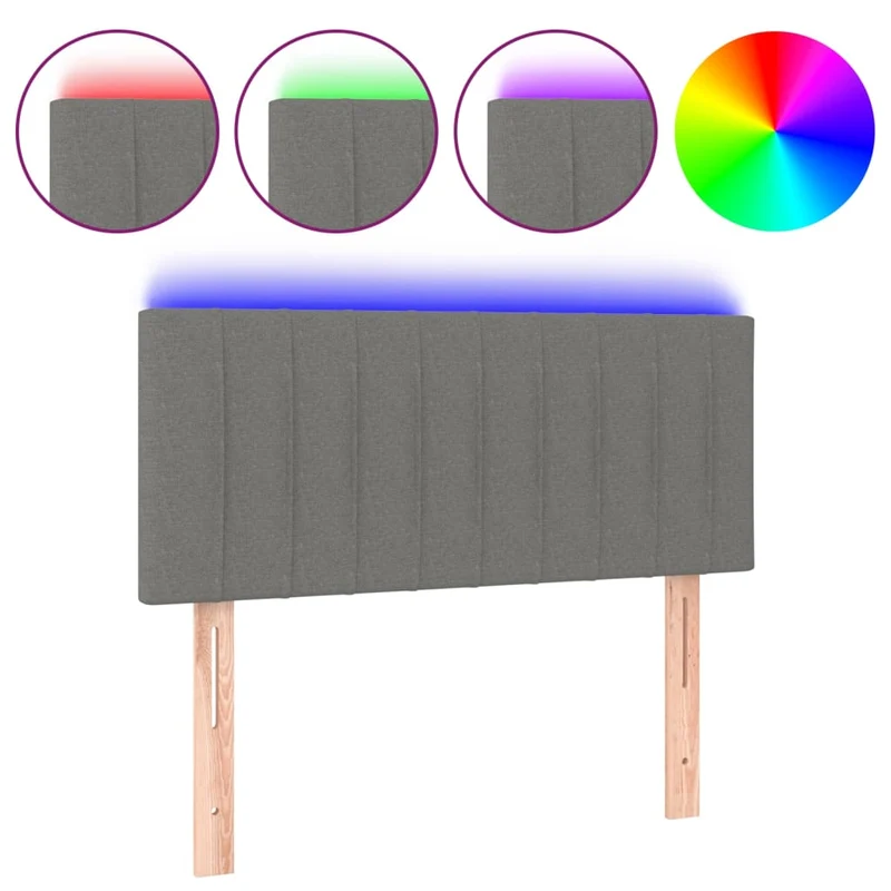 Tête de lit accessoire couchage chambre à coucher meuble à LED 100 x 5 x 78/88 cm tissu gris foncé TDL0201198