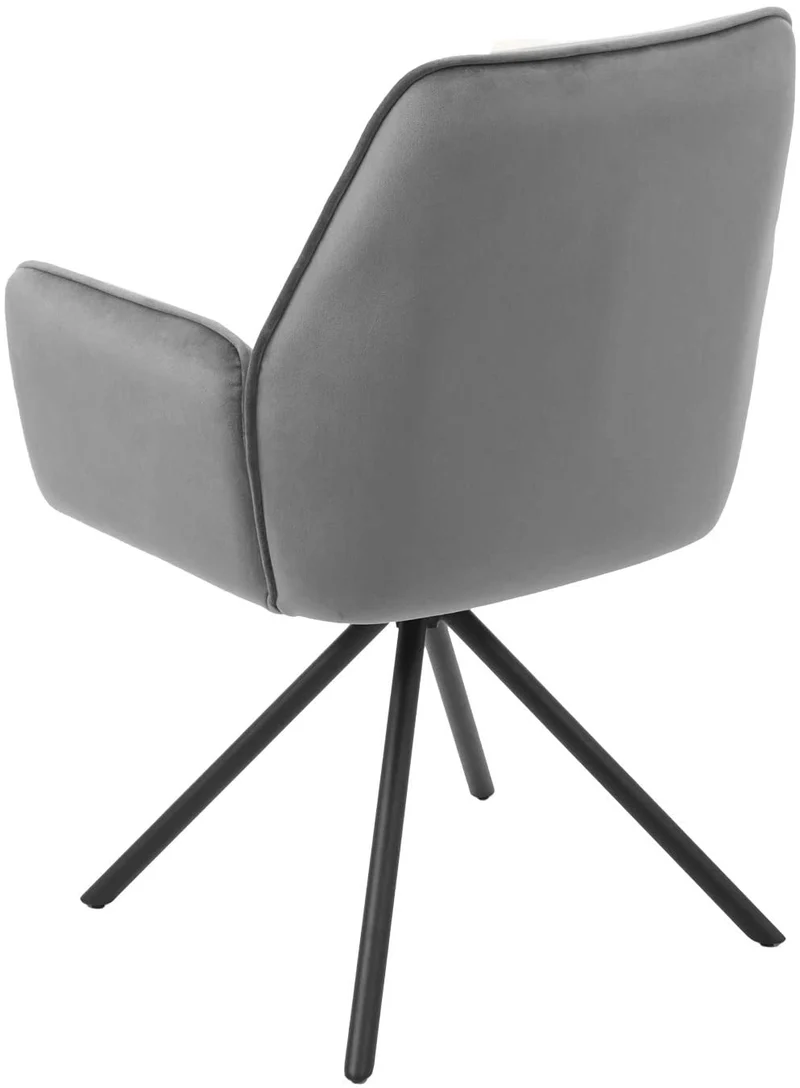 Chaise fauteuil rembourré salon bureau avec accoudoirs rotation 90° en velours gris FAL04034