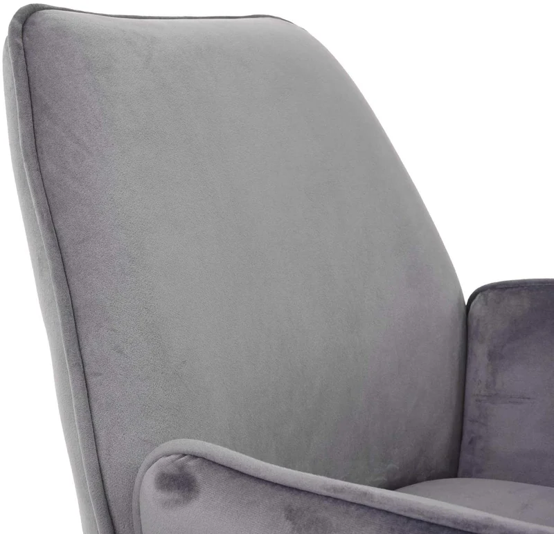 Chaise fauteuil rembourré salon bureau avec accoudoirs rotation 90° en velours gris FAL04034