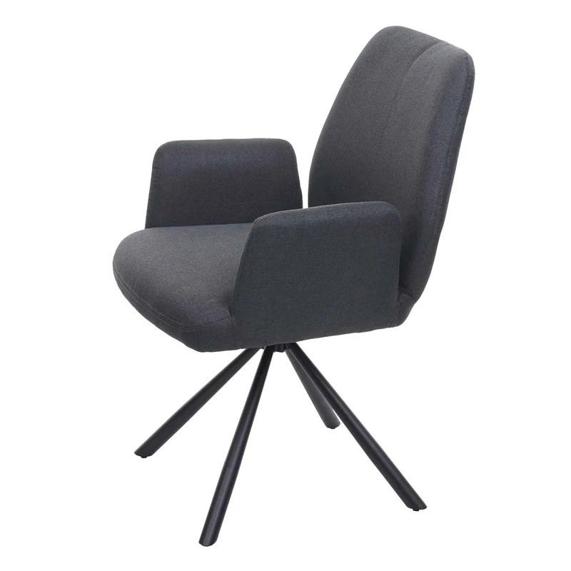 Chaise de salle à manger fauteuil de bureau en tissu gris foncé en acier design pivotant rétro et moderne 04_0002271