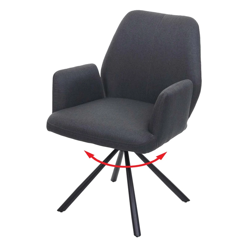 Chaise de salle à manger fauteuil de bureau en tissu gris foncé en acier design pivotant rétro et moderne 04_0002271