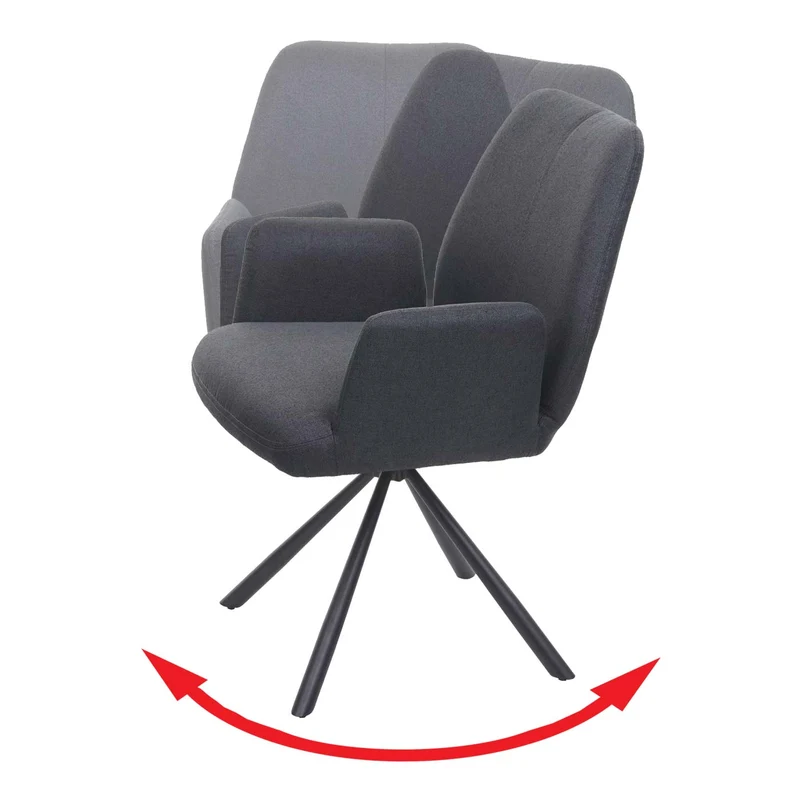 Chaise de salle à manger fauteuil de bureau en tissu gris foncé en acier design pivotant rétro et moderne 04_0002271