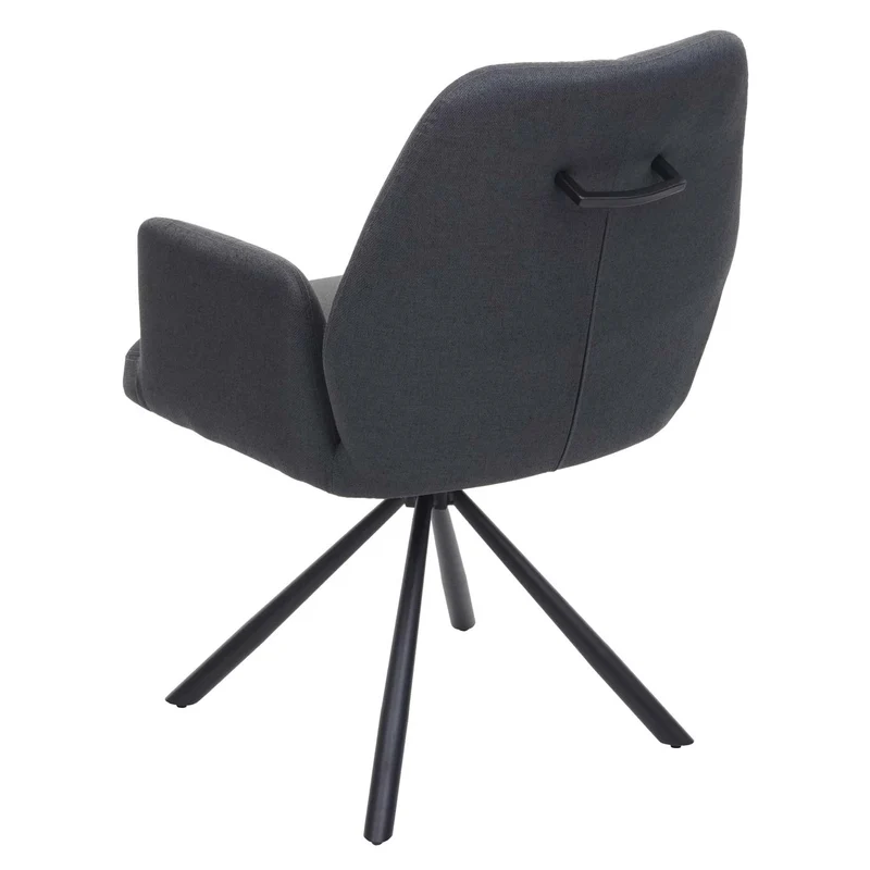 Chaise de salle à manger fauteuil de bureau en tissu gris foncé en acier design pivotant rétro et moderne 04_0002271