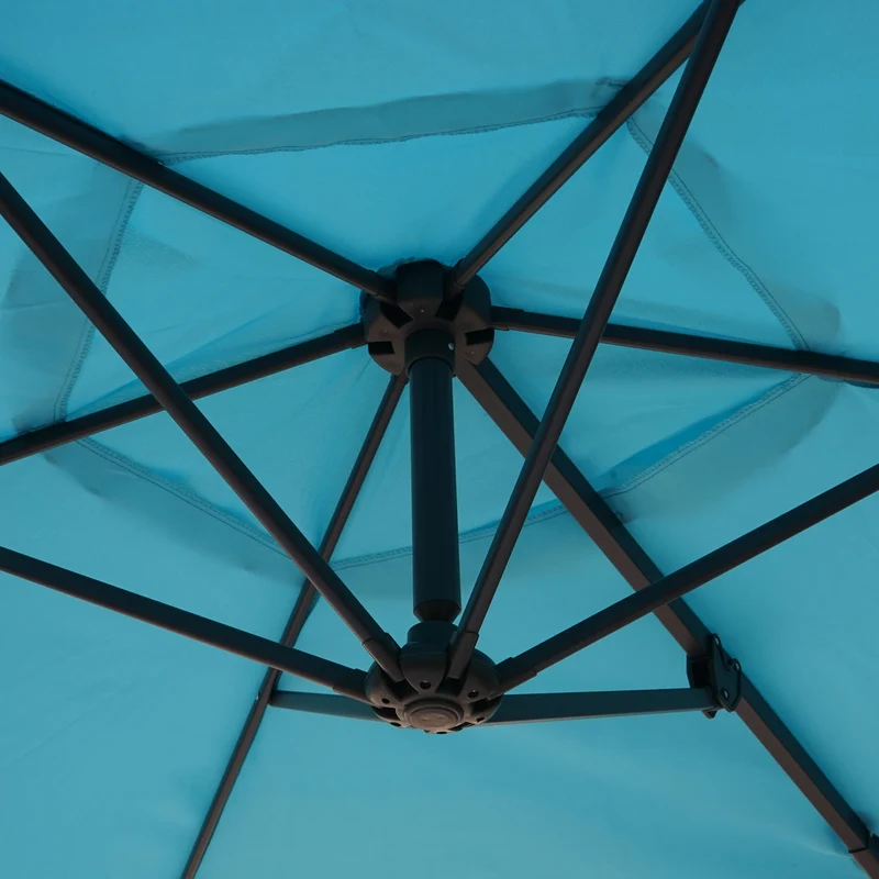 Parasol mural pour balcon terrasse avec mât inclinable 3m polyester aluminium/acier 9kg couleur turquoise 04_0005635