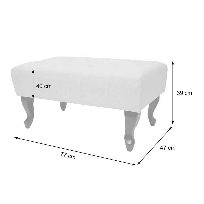 Tabouret repose-pieds Chesterfield capitonné en tissu hydrofuge 39x77x47cm gris foncé 04_0003732