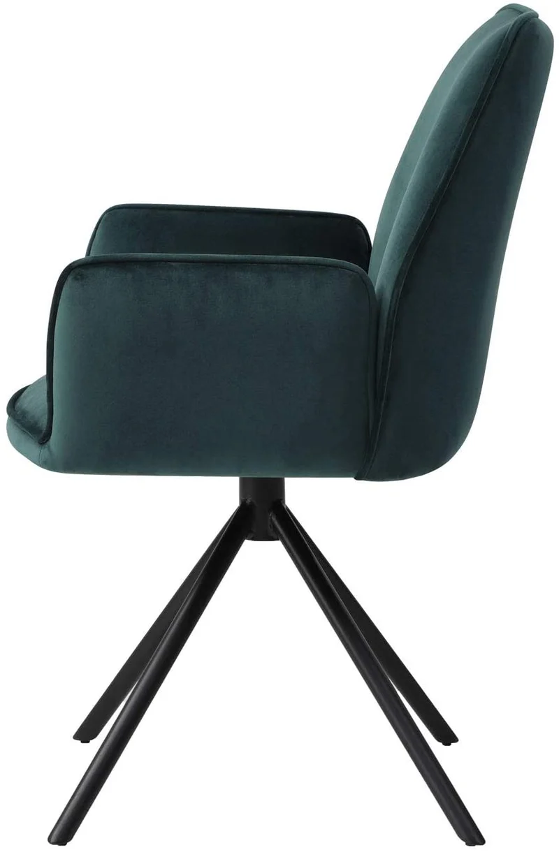 Chaise fauteuil rembourré salon bureau avec accoudoirs rotation 90° en velours vert FAL04035