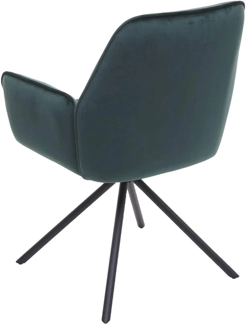 Chaise fauteuil rembourré salon bureau avec accoudoirs rotation 90° en velours vert FAL04035