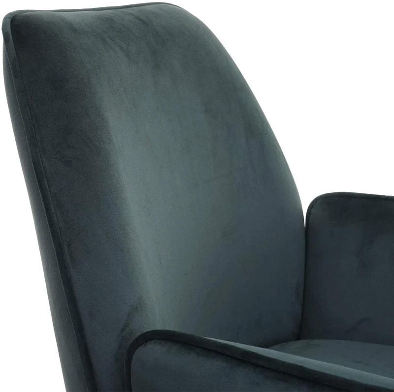 Chaise fauteuil rembourré salon bureau avec accoudoirs rotation 90° en velours vert FAL04035