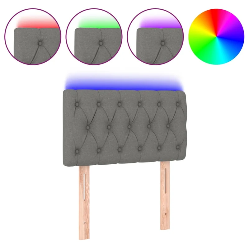 Tête de lit accessoire couchage chambre à coucher meuble à LED 80 x 7 x 78/88 cm tissu gris foncé TDL0201028