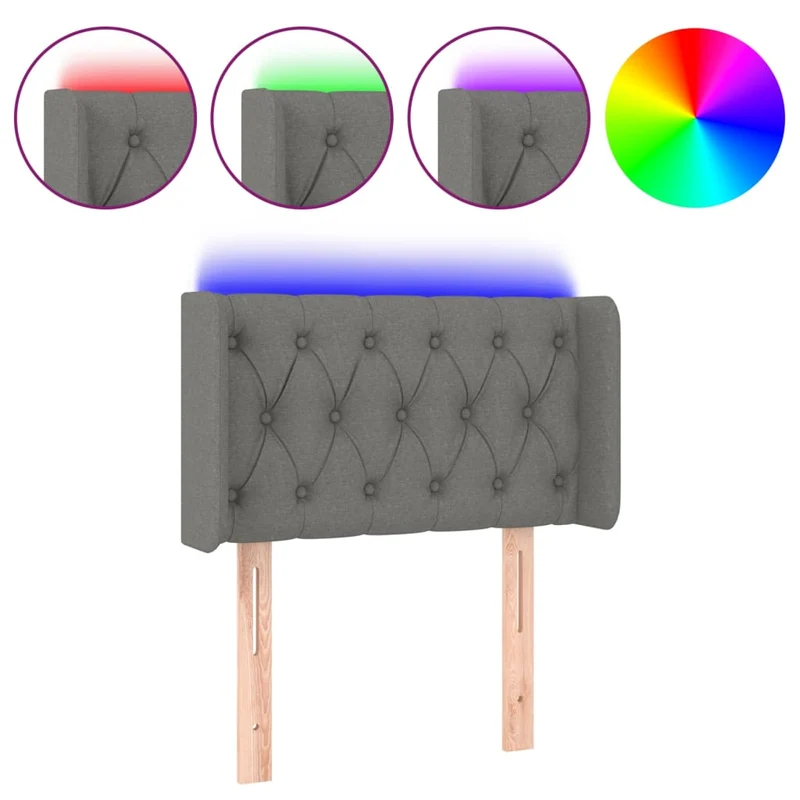 Tête de lit accessoire couchage chambre à coucher meuble à LED 83 x 16 x 78/88 cm tissu gris foncé TDL0201018